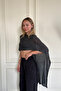 Black Silvery Openworked Shoulder Shawl - 4