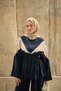Women's Double Color Detailed Hooded Parachute Suit Navy Blue - 3
