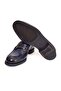 Black Cobalt Color Laceless Genuine Leather Men's Shoes - 3