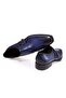 Dark Blue Color Laceless Genuine Leather Men's Shoes - 2