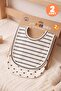 Baby Girl 2-Piece Cotton Bib with Heart Stripes and Snap Fasteners, Double Layer, Skin-Friendly (684304) - 2
