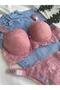 Women's lace rhinestone underwire padded push-up bra and panty set lingerie set - 4