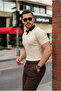 Men's Collar Detailed Patterned Textured Knitwear T-Shirt