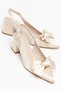 Ellie Women's Beige Satin Buckle Casual Classic Heeled Shoes - 2