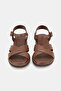 Women's Brown Genuine Leather Sandals with Straps, Flat Sole, Daily Use, Size 36-42 - 4