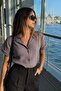 Women's Gray Short Sleeve Shirt Arm-19Y001088