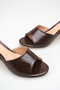 Black Patent Leather Thin Heeled Women's Slippers Elegant Single Strap Casual Evening Dress Shoes - 5