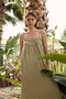 Khaki Adjustable Strap Long Linen Dress - 3317 - 4