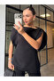Black Balloon Sleeve Model Blouse - 2Y1277