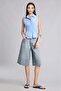 100% Cotton Fitted Poplin Sleeveless Blue Shirt I0928Ax26Sm - 2