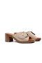 45270 Genuine Leather Beige Women's Slippers - 5
