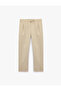 Slim Fit Pocketed Pleated Linen Blend Buttoned Elastic Waist Lace-Up Trousers