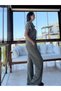 Khaki Gold Detailed Tensel Blouse and Pants Set - 7