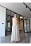 Draped Shimmering Maxi Dress Ecru - 2
