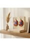 Copper Navy Blue Orange Floral Dangle Earrings - 2