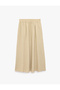 Linen Look Loose Fit Flared Skirt with Elastic Waist - 4