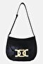 Women Brand Logo Satchel Bag, Black
