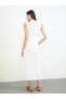 Cream Cotton Sleeveless A-Line Maxi Dress - 5