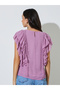 Purple Ruffled Sleeveless Blouse - 4