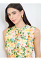Yellow Ruffled Pleated Midi Dress with Tie Belt - 4