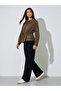 Brown Long Sleeve Drawcord Waist Shirt - 2