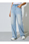 Blue Faded Wide Leg Jeans with Pocket - 2