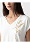 Lcw Everyday White Soft Touch Embroidered Women's T-Shirt - 3
