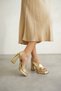 Gold Women's Heeled Platform Sandals Tr12My04G - 2