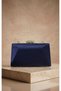 Navy Blue Glitter Evening Dress Bag 14X22 cm with Chain Strap and Satin Detail Evening Bag - 3