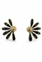 Yellow Daisy Design Women's Earrings with Black Enamel Detail