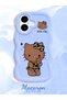 iPhone 16 Compatible Case with Camera Protector Blue Silicone Couple Phone Case Kitty Pattern - 2