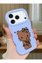 iPhone 17/18 Pro Compatible Case with Camera Protector Blue Silicone Couple Phone Case Kitty Pattern