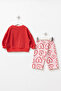 Baby Girl Top and Bottom Set with Heart Pattern and Love Print - 3