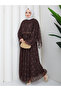 Flower-Patterned Lace Dress with Double Layered Veil and Gold Chain Belt.. 2 Pieces of Lace Poncho - 6