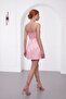 Women's Pink Thin Straps Mini Satin Homecoming Evening Dress - 6