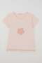 Girl's Short Sleeve T-Shirt with Embossed Flowers & Text Print, Ages 5-10, Powder