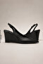 Women's Black Wedge Heel Stiletto 8.5 cm Comfortable Full Mold. - 3