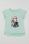 Girl's Short Sleeve T-Shirt with Nature Theme and Girl Figure, Ages 10-16, Water Green