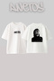 تي شيرت أبيض كبير الحجم مطبوع بتصميم Billie Eilish_30 للجنسين