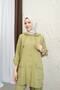 Hooded Detailed Pocketed 100% Cotton Linen Double Set - 7