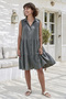 Gray Shirt Collar Sleeveless Buttoned Skirt Ruffled Casual Muslin Woven Dress 105 65 - 3