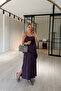 Single Slit Asymmetrical Plum Tencel Modal Dress