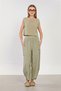 Women's Carrot Trousers with Pocket and Elastic Waist - Olive - 4