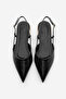 Women's Pointed Toe Open Back Strap Gold Painting Heel Ballerinas Segos Black - 7