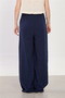 Women's Tie-Waist Linen Loose Trousers - Navy Blue - 5