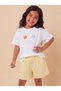 Girl's 2-Piece Set Combed Cotton T-Shirt and Double Pocket Muslin Shorts Yellow
