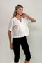 Women's Short Sleeve Bow Detailed Shirt White - 2129 - 3