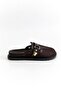 Marbella Bitter Brown Buckle Detailed Mesh Women's Slippers - 4