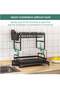 Dish Drying Stand With Drainer 2 Tier Dish Drying Rack 5 in 1 Metal Dish Organizer with Cups - 5
