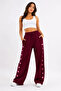 Osy modal soft textured embroidered pocket oversize wide leg sweatpants - burgundy